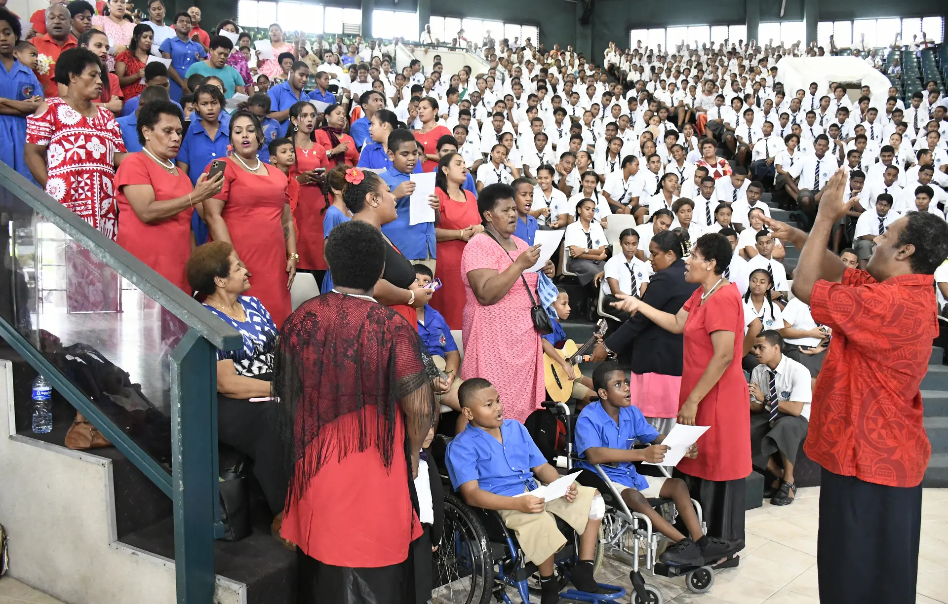 Hilton Special School teachers and students with CMF High School and Primary School students and teachers duirng Easter service Choir signing at CMF Church in Kinoya on April 2, 2026. 
