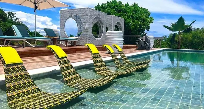 A poolside at Vomo Island Fiji.