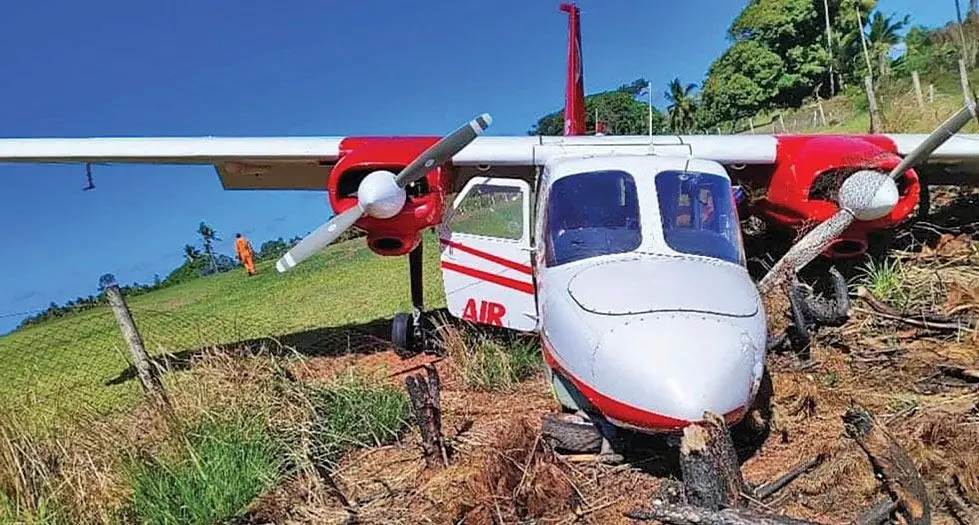 Northern Air aircraft, a Britten Norman Islander (BN2A), landed beyond the designated area at Gau Aerodrome on July 23, 2024.