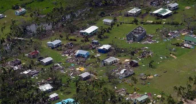 Aerial view of Matuku Health Centre in Makadru Village. Photo: New Zealand Defence Force