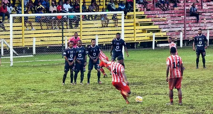 The final goal scored by Labasa's Akeimi Ralulu against Ba at Subrail Park in Labasa on April 15, 2023. Labasa won 3-0.