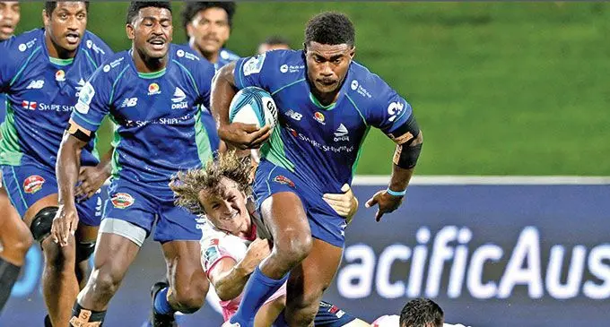 Swire Shipping Fijian Drua wing Vinaya Habosi in action at the 2022 Super Rugby Pacific competition. Photo: Fijian Drua