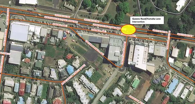 Fiji Roads Queens Road and Namaka Lane Intersection Roadworks.