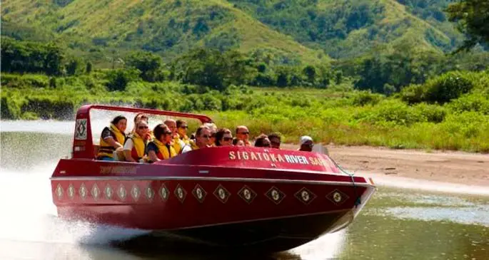 Guests enjoying the river jet experience from Sigatoka River Safari.
