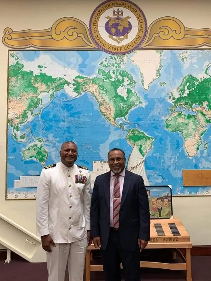 L-R: Lieutenant Commander Isoa Tokalauvere with Fiji's Ambassador to the United States of America, Solo Mara. 
