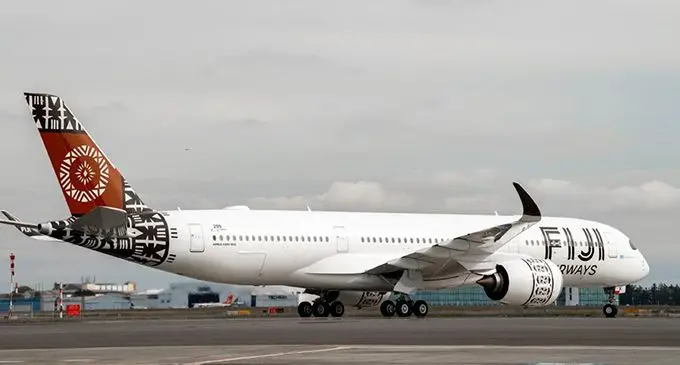 The Fiji Airways A350-900 XWB aircraft, named ISLAND OF VITI LEVU which will  boost the Fiji Airways fleet.