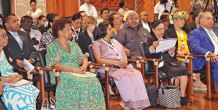 Participants at the opening of the Pacific Technical Cooperation Session of the Committee on the Elimination of Discrimination against Women (CEDAW) on April 7, 2025. Photo: Ministry of Women, Children and Social Protection