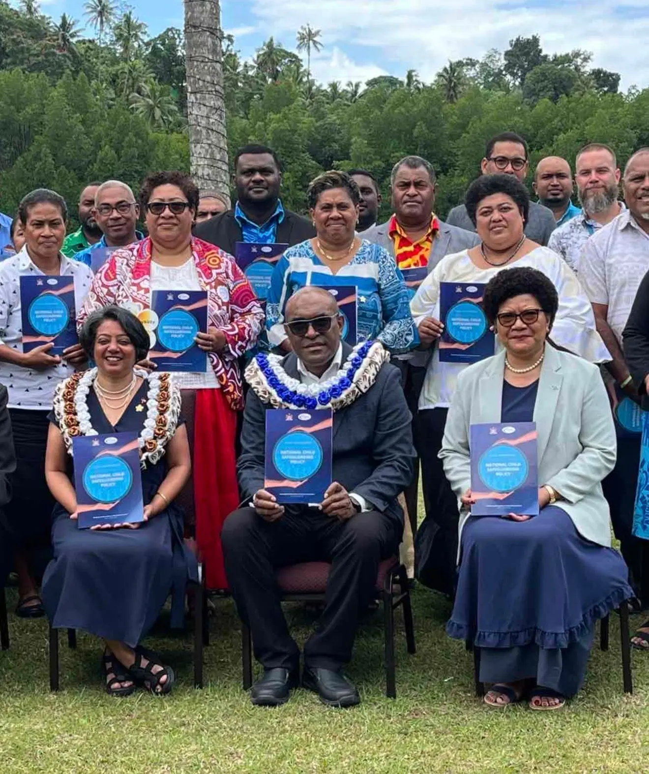 Front row 9from left to right) : Minister for Children, Women and Social Protection Sashi Kiran, Minister for Health and Medical Services Dr Ratu Antonio Lalabalavu and Ministry of Women, Children and Social Protection permanent secretary Eseta Nadakuitavuki with stakeholders at the launch of the Children Safeguarding Policy at Novotel Suva Lami Bay on October 8, 2025.