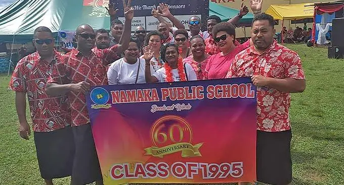 Some members of the Namaka Public School class of 95 during the fund drive. Photo:Waisea Nasokia