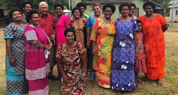 Prime Minister Voreqe Bainimarama with the women of Mua and Yavu Villages. Photo: Kelera Sovasiga