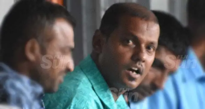 Rajen Prasad (facing camera) at the Magistrates Court in Labasa on August 19,2020. Photo: Shratika Naidu