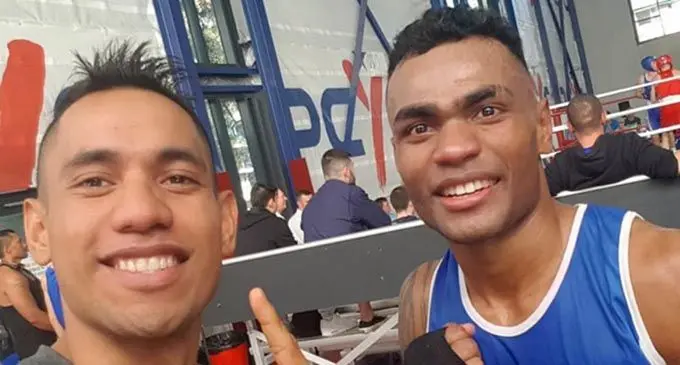 Amateur boxers Winston Hill and Jone Koroilagilagi in Sydney, Australia last year.