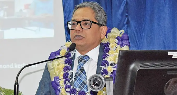 Education Specialist Sanjaya Mishra during a public lecture at the Fiji National University. 