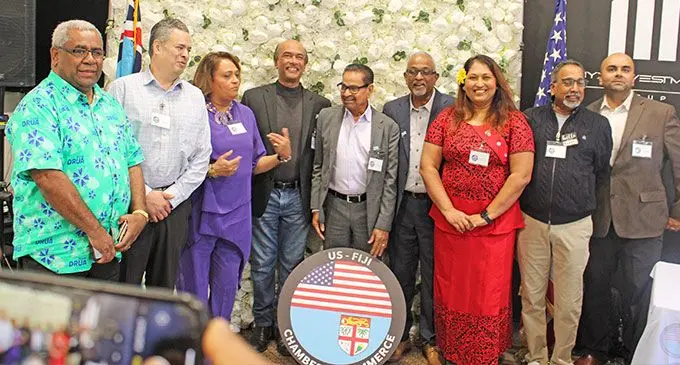 US Fiji Chamber of Commerce President, Narendra Narayan, with the first board of directors of the US Fiji Chamber of Commerce. Photo: Josefa Babitu