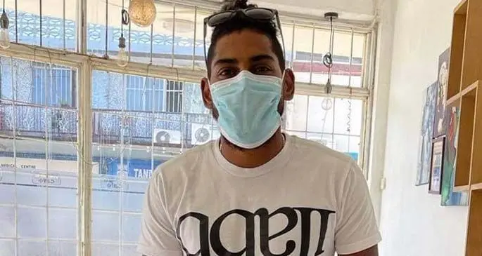 Fijian professional footballer Roy Krishna waits for his flight to India at his home in Ba on April 24, 2021. Roy plays for ATK Mohun Bagan in the Indian Super League and needs to return to Goa and prepare for the Asian Football Confederation League. Photo: Team Krishna