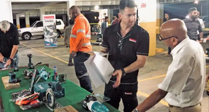 Team from Makita Australia assisting Vinod Patel staff during the Makita trade night show on Wednesday, August 3, 2022. Photo: Shreeya Verma