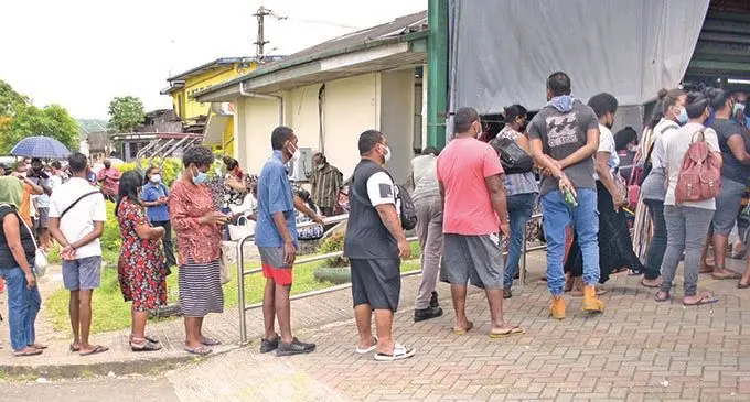 Long line of people waiting to be seen at Valelevu Health Centre on January 4, 2022.  Photo: Ronald Kumar