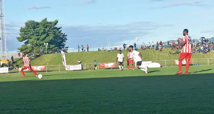 Suva midfielder Nickel Chand runs for the ball against Labasa during the Vodafone Fiji FACT tournament at Churchill Park, Lautoka on May 3,2019.  Photo: Rohit Kumar