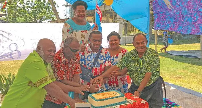 Fiji Airways 7s rugby men’s captain, Waisea Nacuqu, with his family in Votua Village whilst celebrating the Rugby World Cup 7s on Thursday. Photo: KELERA SOVASIGA-TUISAWAU