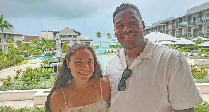 Swire Shipping Fijian Drua lock Ratu Leone Rotuisolia with his wife Georgia- Leigh Vele at the Crowne Plaza Hotel in Nadi. Photo: Waisea Nasokia
