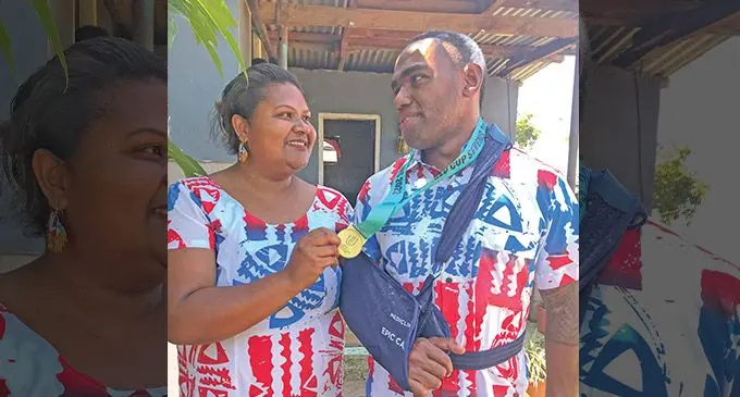 Fiji Airways 7s rugby men’s captain, Waisea Nacuqu (right), with his wife, Mariana Nacuqu. Photo: KELERA SOVASIGA-TUISAWAU