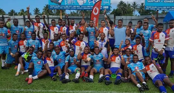 Under-17 players of Mahatma Gandhi Memorial School Dragons and Queen Victoria School Knights after their Vodafone Fiji Secondary Schools Rugby League semifinal clash at Ratu Cakobau Park, Nausori, this afternoon. Photo: FSSRL