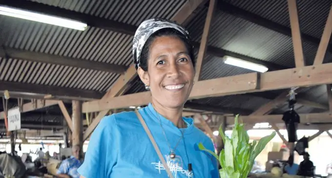 Lavenia Saravaki selling vegetables at Labasa market on April 23. Photo: Shratika Naidu