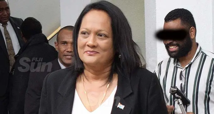 Minister for Education Rosy Akbar outside Parliament on September 2, 2020. Photo: Ronald Kumar
