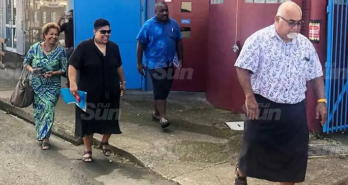 SODELPA members (from left to right) General Secretary Emele Duituturaga, Tanya Waqanika, youth president Jope Koroisavou and acting vice president Ratu Epenisa Cakobau at the Fijian Elections Office on June 29, 2020. Photo: Rosi Doviverata
