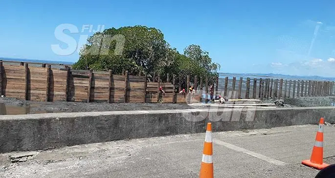 Construction work at the Nasese bridge on January 22, 2020. Photo: Shalveen Chand