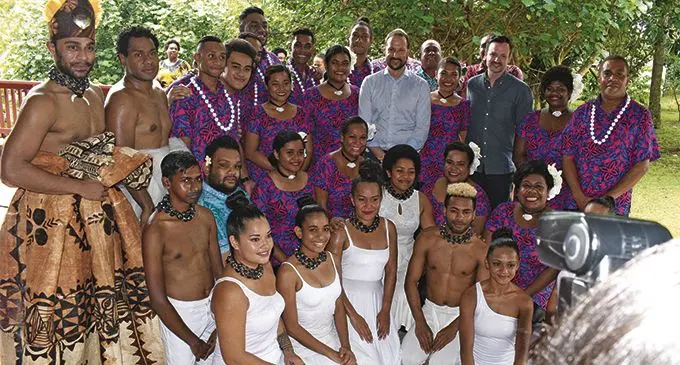 University of South Pacific Oceania for Arts, Culture and Pacific studies artist, Katalina Fotofili with visiting Crown Prince of Norway Haakon Magnus at USP on April 9, 2019. Photo: Ronald Kumar.