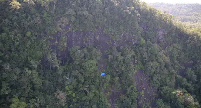 The wreckage site in the Delaikoro ridge. Circled was the wreckage before it was recovered. Photo: DEPTFO News
