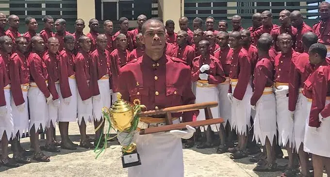 The Fiji Corrections Service top recruit, Joshua Tuibabasiga, scooped three awards. Photo: Sosiveta Korobiau