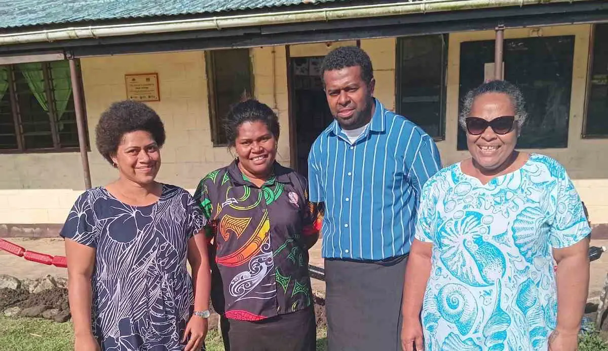 Mary Blakelock (far right) with some teachers of Galoa Village School in Kadavu. Photo: Supplied