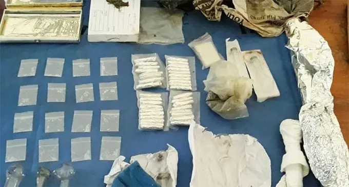 Drugs and apparatus seized from the raid in Naqere, Savusavu. Photo: Fiji Police Force 
