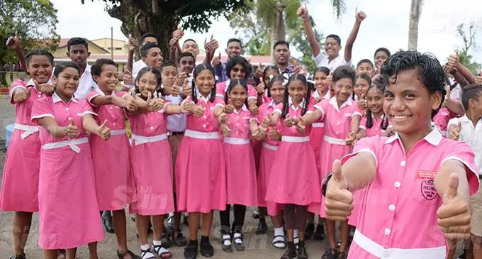 Bhawani Dayal Memorial School Year 8 student Raijeli Sakaraia 13 (front) with her classmates and teachers after winning the Virtual Constitution Day competition. Photo: Ronald Kumar