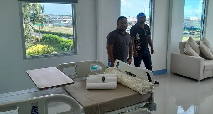 PSH executive director Parvish Kumar with facility manager Krishan Singh during the private tour of the private suites. Photo: Waisea Nasokia
