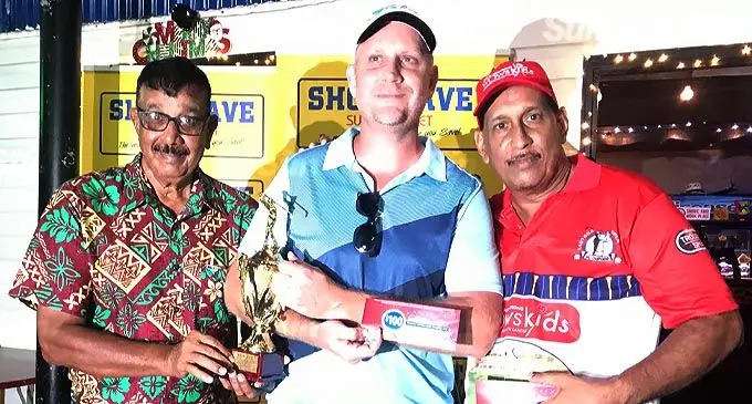 From left: Anil Prasad, James Pridgeon and Raymond Singh at the Lautoka Golf Club. Photo: Waisea Nasokia