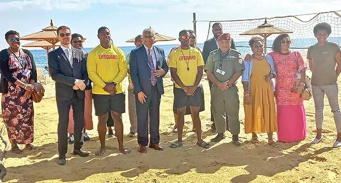 Part of the Fijian delegation to COP27 with some members of 41st Battalion of the Republic of Fiji Military Forces serving in Sinai, Egypt with Fiji’s Permanent Representative to the United Nations, Dr Satyendra Prasad in Sharm El-Sheikh, Egypt, on November 13, 2022..