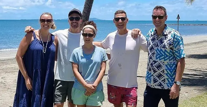 Tourism Fiji chief executive officer Brent Hill (right) with Australian comedy celebrities at the Sheraton Fiji Beach Resort.