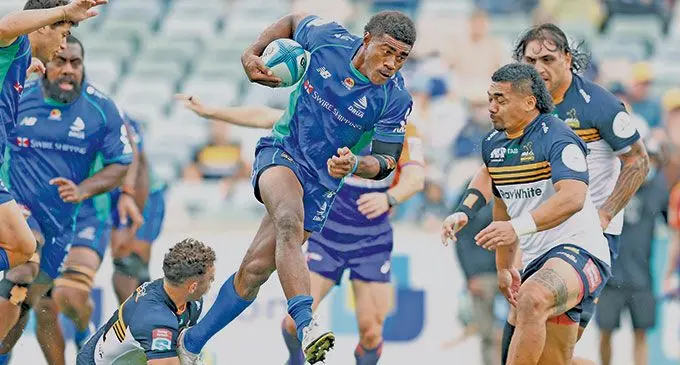 Swire Shipping Fijian Drua wing Vinaya Habosi is on Flying Fijian head coach Vern Cotter’s radar. Photo: Fijian Drua