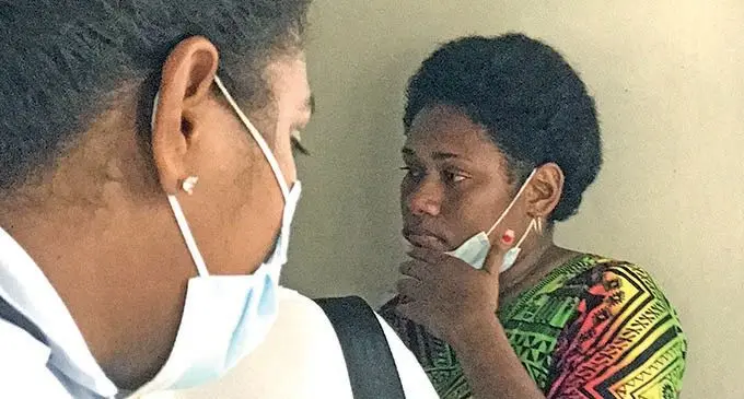 A tearful Aseiri Naivou at the Lautoka Magistrates Court on January 5, 2022. Photo: Salote Qalubau