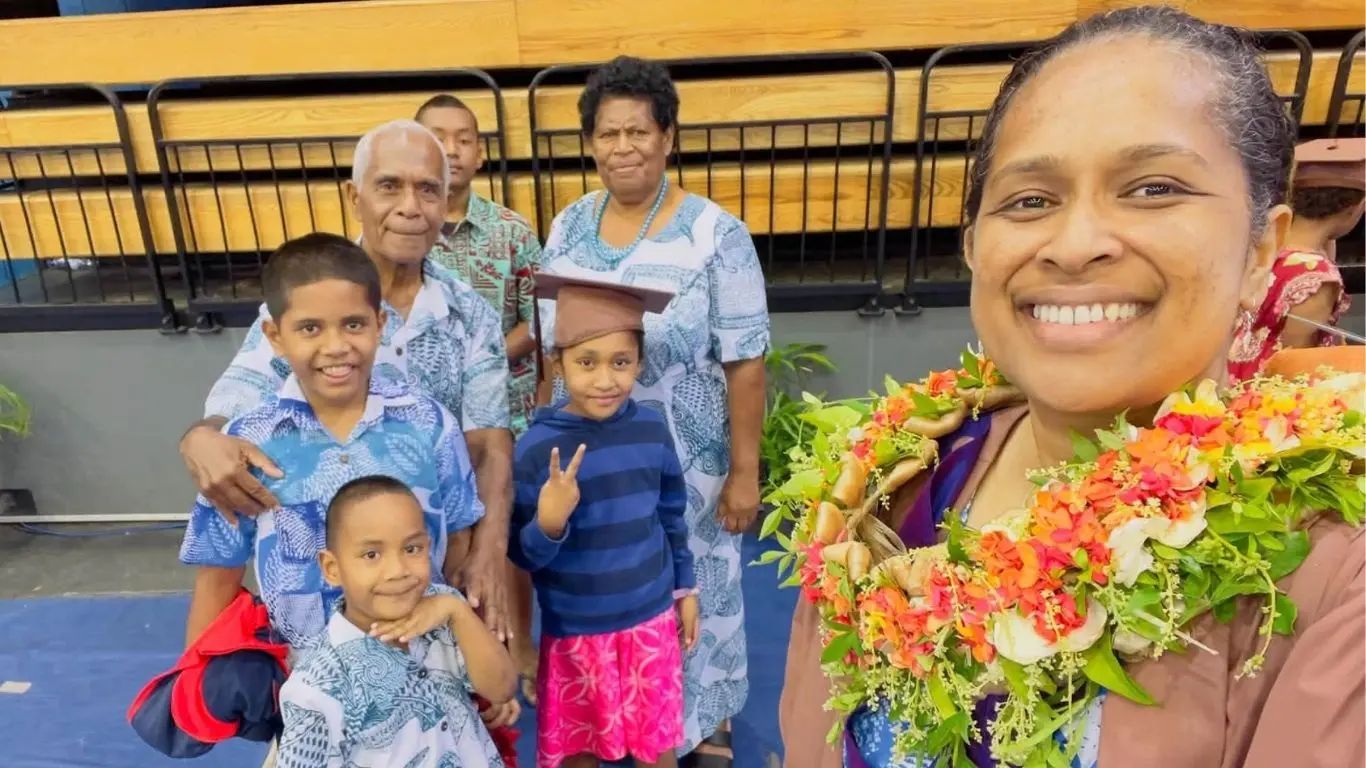  Father, Eroni Talemaikanacea, mother, Vosataki Talemaikanacea, and Losalini Talemaikanacea's son, niece and nephews at the Vodafone Arena in Suva on September 10.