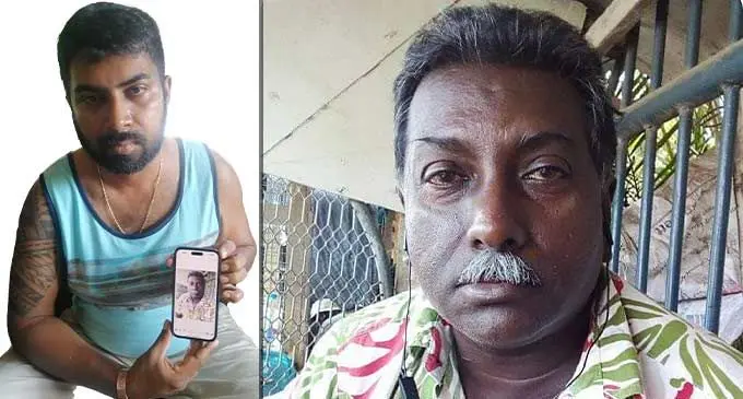 Sanjiv Kumar holding a photo of his late father Satendra Kumar(right). Photo: Mereleki Nai