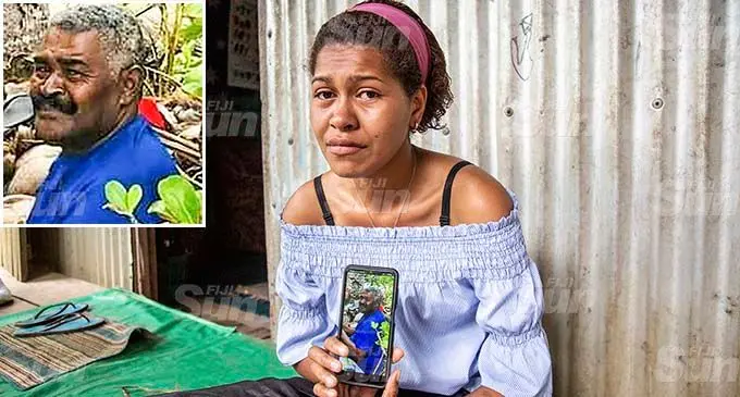 Daughter of deceased Selina Talili at their home at Maravu settlement in Laucala beach on August 22, 2021. Photo: Leon Lord. Inset: A photo of the late Tevita Talili.
