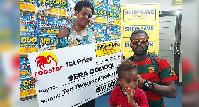 Sera Domoqi (standing), with husband Ilisoni Raucikula and son Iowane Benjamin Fong Rauli at Shop N Save Nabua on June 8, 2022. Photo: Wati Talebula-Nuku