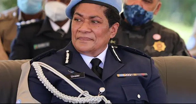 Unaisi Bolatolu-Vuniwaqa, the first woman to be appointed as Police Commissioner of the world's largest peacekeeping mission, UNMISS, was honoured by officers under her command at an emotional and heartfelt parade today, as she completes her tenure in the mission. Photo: Mold/UNMISS.