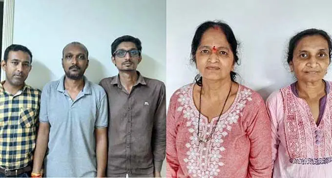 Citizens from India who are currently stranded in Fiji (from left), Nandeep Jayesh Tailor, Bhavin H. Parekh, Karan A. Patel, Geetaben Patel and Neetaben Malbari.