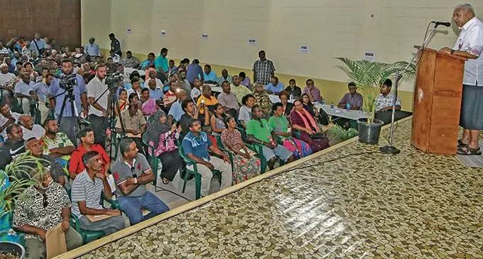 Prime Minister Voreqe Bainimarama during his consultations at the Nadi Civic Centre on February 14, 2018.  Photo: DEPTFO News