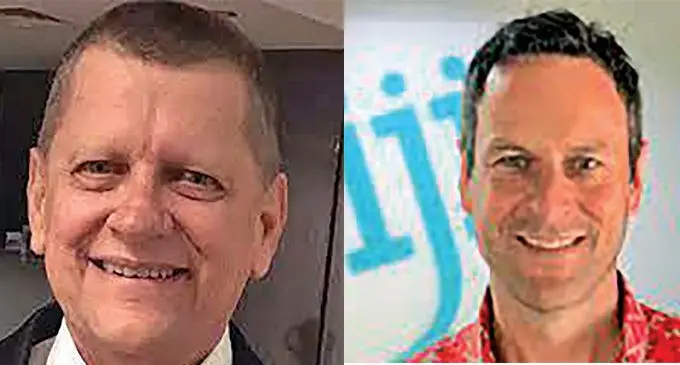 Left :Textile, Clothing and Footwear Council president, Mike Towler, says the industry is doomed. Right: Tourism Fiji chief executive officer, Brent Hill, has a reason to smile.